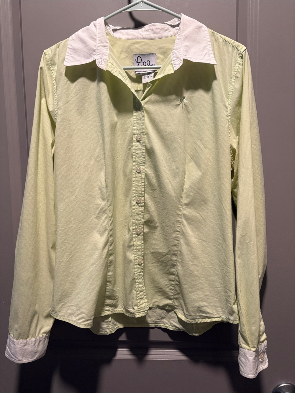 Lilly Pulitzer Pale Yellow White Pinstripe Button Front Size 12 Cotton Blend